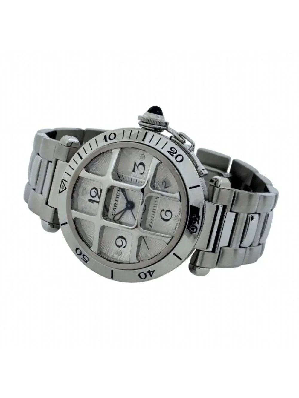 Cartier Pasha 38 Dome Grit Silver Stainless Steel Automatic